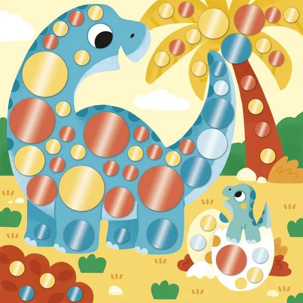 Janod My arts&crafts Mini Autocollants ronds scintillants Tigre et amis à partir de 3 ans