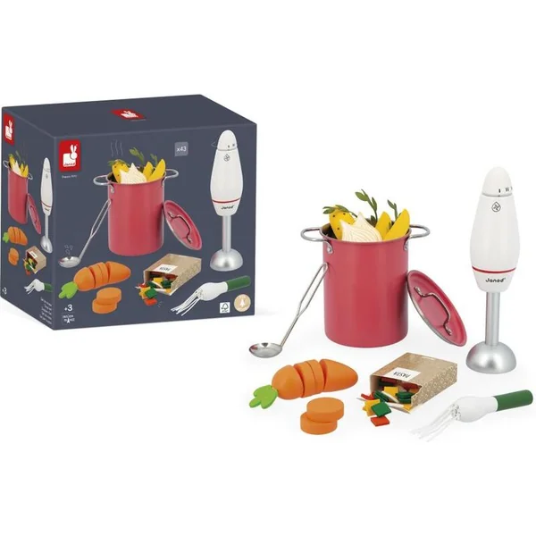 Janod Nous cuisinons et cuisons Ensemble de préparation de soupe avec mixeur