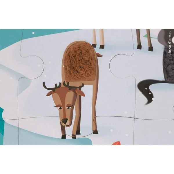 Janod Puzzle tactile sensoriel Vie sur la glace avec texture 20 pcs