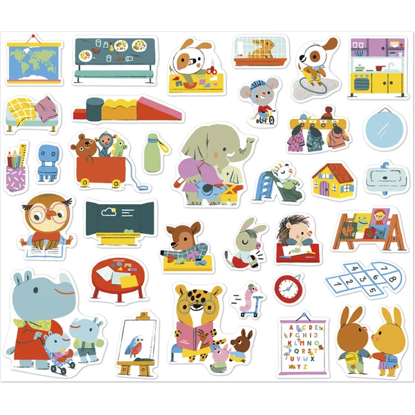 Janod Stickers Autocollants École Maternelle 200 pcs à partir de 3 ans