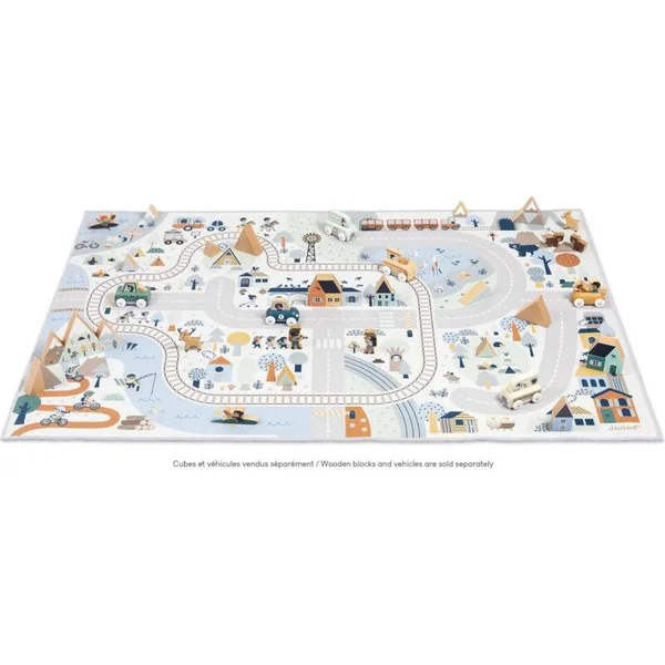 Janod Tapis de jeu et tapis de sol Cross roads Vallée de montagne 120 x 78 cm