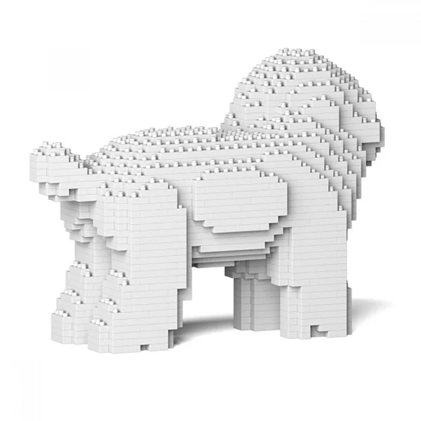 JEKCA BLOCS DE CONSTRUCTION -CHIEN CANICHE NAIN QUI TOURNE LA TETE BLANC