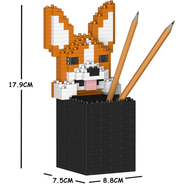 JEKCA BLOCS DE CONSTRUCTION -POT A CRAYON WELSH CORGI