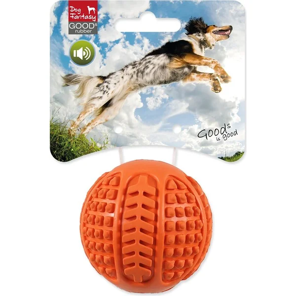 Jouet Dog Fantasy balle en caoutchouc qui couine orange 6,3cm