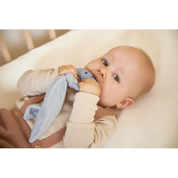 Kaloo Lapinoo Coffret cadeau pour bébé avec hochet, anneau de dentition et chaussons bleus