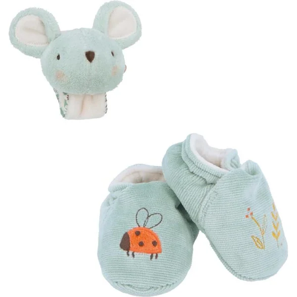 Kaloo Petit Chansons Coffret cadeau pour bébé Bracelet et chaussons avec grelot Souris
