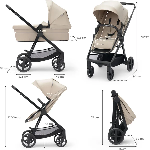 KINDERKRAFT Poussette combinée 3 en 1 Newly Sand beige + Mink PRO