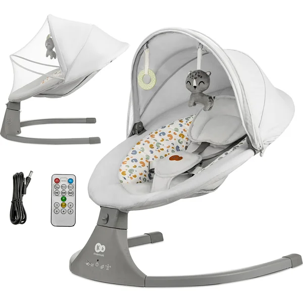 KINDERKRAFT Transat à bascule avec mélodie 2 en 1 Lumi, jusqu'à 9 kg, Premium Light Grey