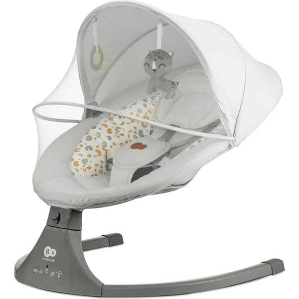 KINDERKRAFT Transat à bascule avec mélodie 2 en 1 Lumi, jusqu'à 9 kg, Premium Light Grey