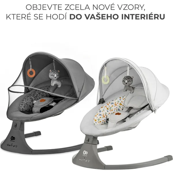 KINDERKRAFT Transat à bascule avec mélodie 2 en 1 Lumi, jusqu'à 9 kg, Premium Light Grey