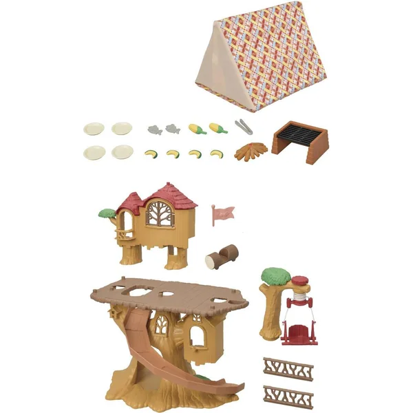 LA CABANE DANS LES ARBRES ET LE SET DE CAMPING -SYLVANIAN VACANCES