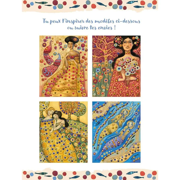 L'ART A LA MANIERE DE KLIMT - SEQUINS A COLLER REVERIES - POCHETTE AVEC ACCESSOIRES