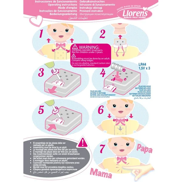 Llorens 74040 NEW BORN - poupée qui cligne des yeux avec des sons et un corps en tissu doux