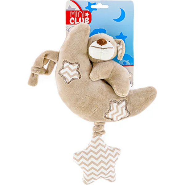 Lune en peluche 30cm avec chien et boîte à musique à remonter