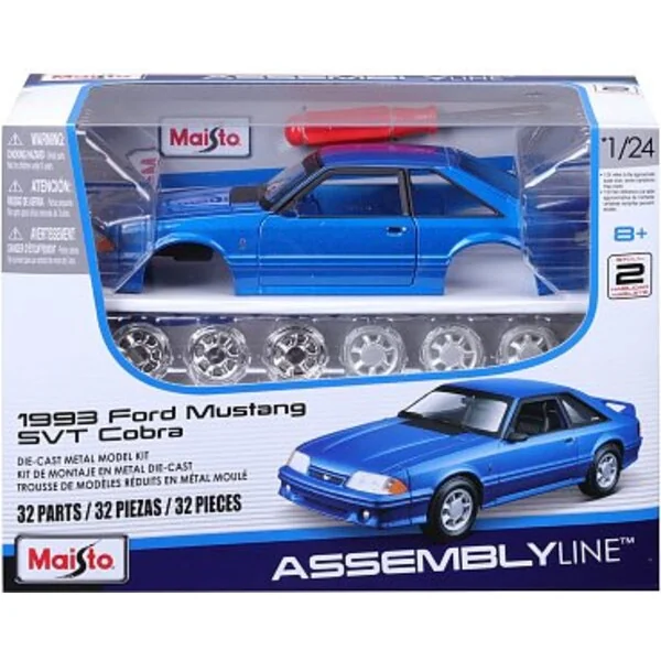 Maisto - 1993 Ford Mustang SVT Cobra, bleu métal, chaîne de montage, 1:24