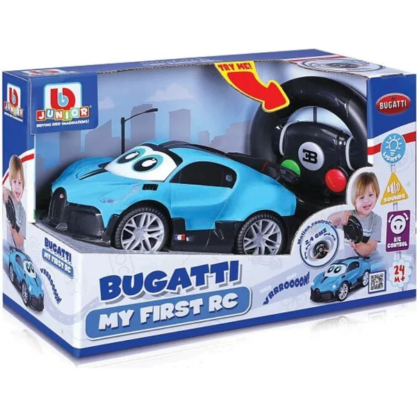 Maisto BB Junior RC - Bugatti Divo avec lumières et sons, télécommande bleue, 2,4 Ghz