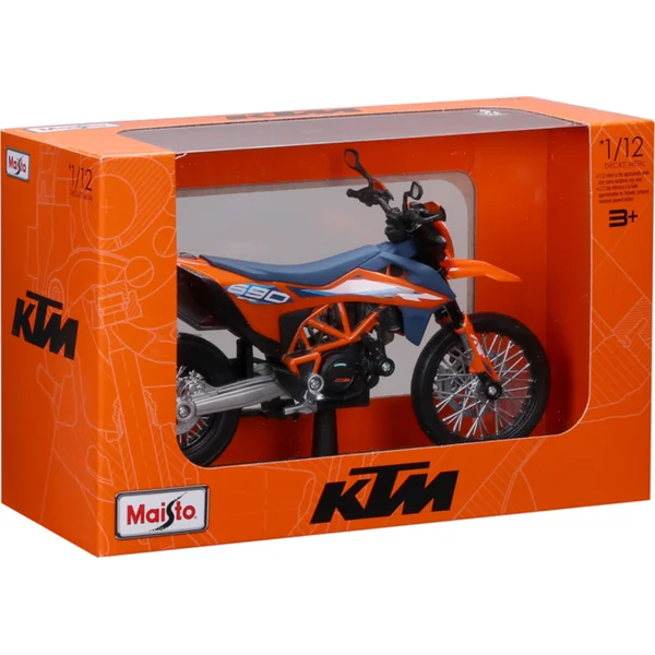 Maisto - Moto avec support, 2023 KTM 690 SMC R, orange-bleu, 1:12