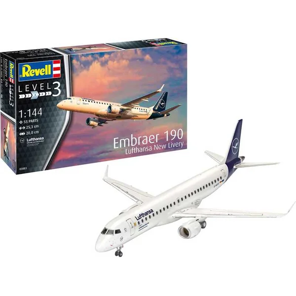 Maquette en plastique avion 03883 - Embraer 190 Lufthansa New Livery (1:144)