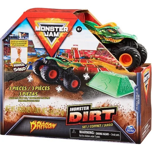 Monster Jam - modèle en métal de collection Monster Truck, ensemble Dragon avec accessoires, 1:64