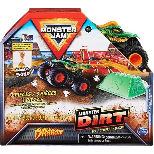 Monster Jam - modèle en métal de collection Monster Truck, ensemble Dragon avec accessoires, 1:64