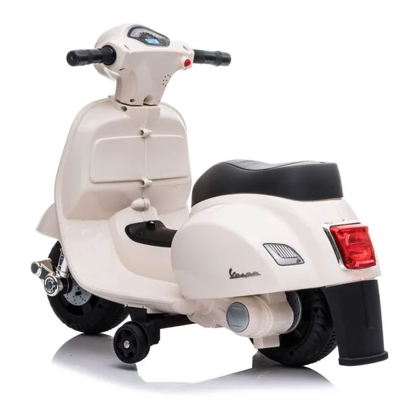 Moto électrique Vespa GTS, blanche, avec roues stabilisatrices, sous licence, batterie 6V, 30