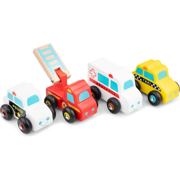 New Classic Toys Ensemble de mini véhicules en bois - 4 pcs