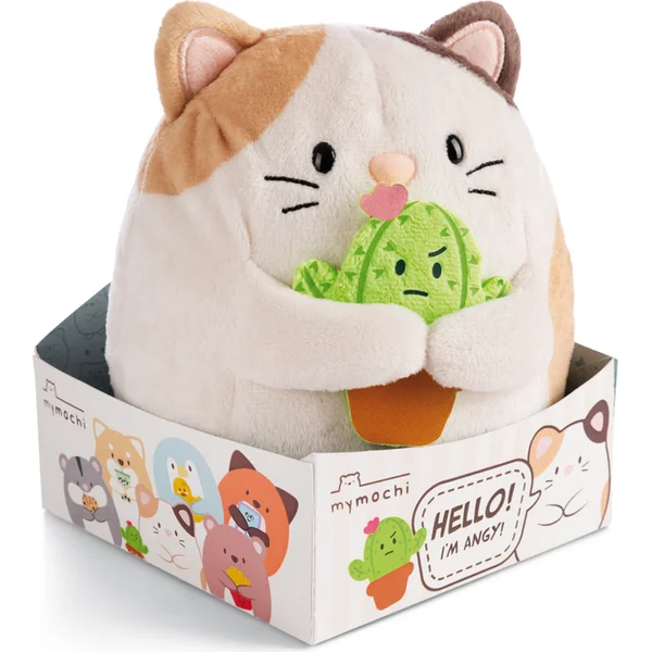NICI peluche MyMochi Chat Angy 16cm avec cactus en coffret cadeau