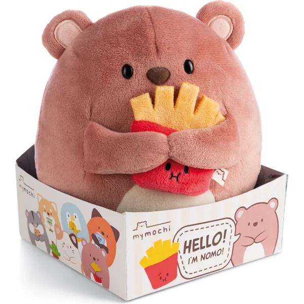 NICI peluche MyMochi Ours Nomo 16cm avec frites en coffret cadeau, 11x12x6,5cm
