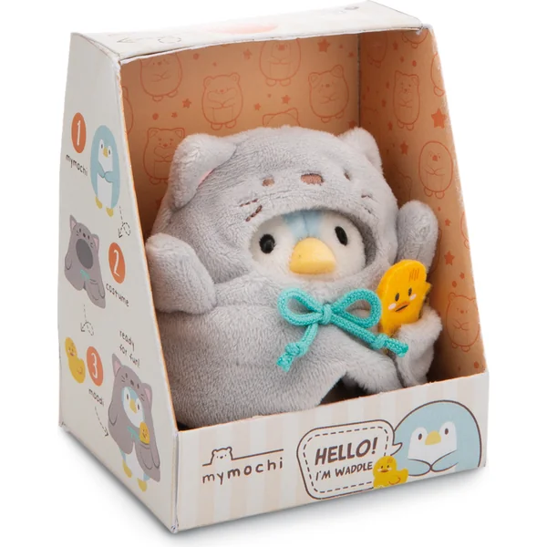 NICI peluche MyMochi Pingouin Waddle 8cm en costume de chat et canard, ensemble emballage cadeau