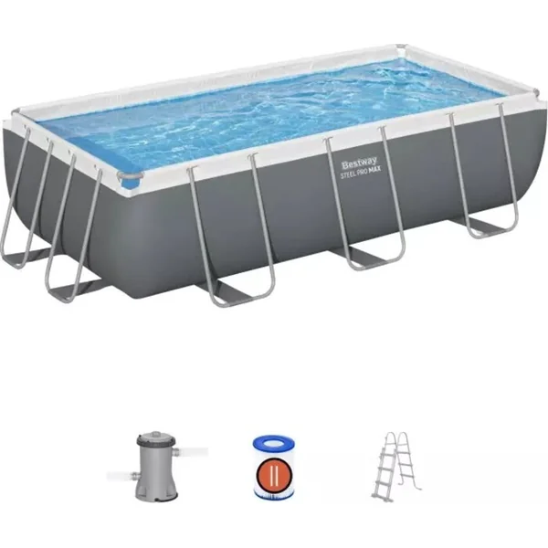 Piscine de jardin Bestway 56441 Power Steel 4.04m x 2.01m x 1.00m Rectangular Pool Set