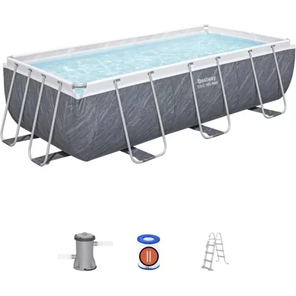 Piscine de jardin Bestway 56721 Power Steel 4.04m x 2.01m x 1.00m Rectangulaire avec filtre à cartou