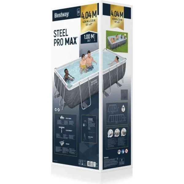 Piscine de jardin Bestway 56721 Power Steel 4.04m x 2.01m x 1.00m Rectangulaire avec filtre à cartou