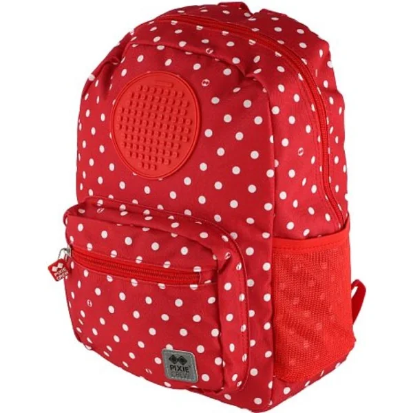 PIXIE CREW sac à dos pour enfants, tissu rouge à pois blancs, petit panneau