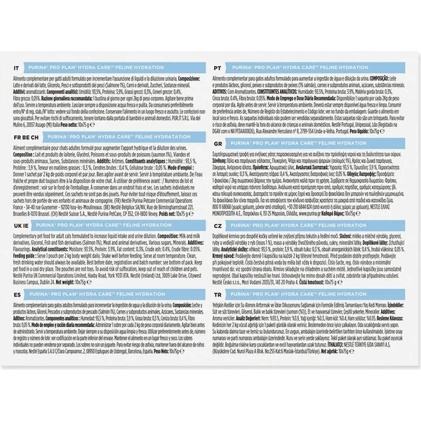 Pochette PURINA PRO PLAN Hydra Care Feline complément hydratant saumon 10x75g