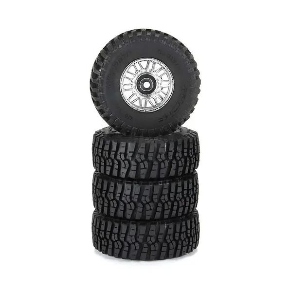 Pro-Line Pneus avant/arrière Flat Iron + Jantes Chromés Diablo 12mm Typhon GROM - PRO1028810