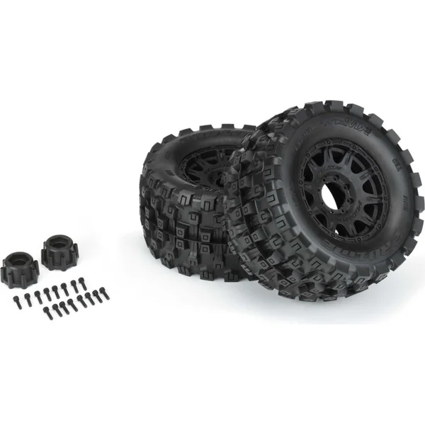 Pro-Line roue 3.8", pneu Badlands MX38 HP Belted, jante Raid H17 noir (2)