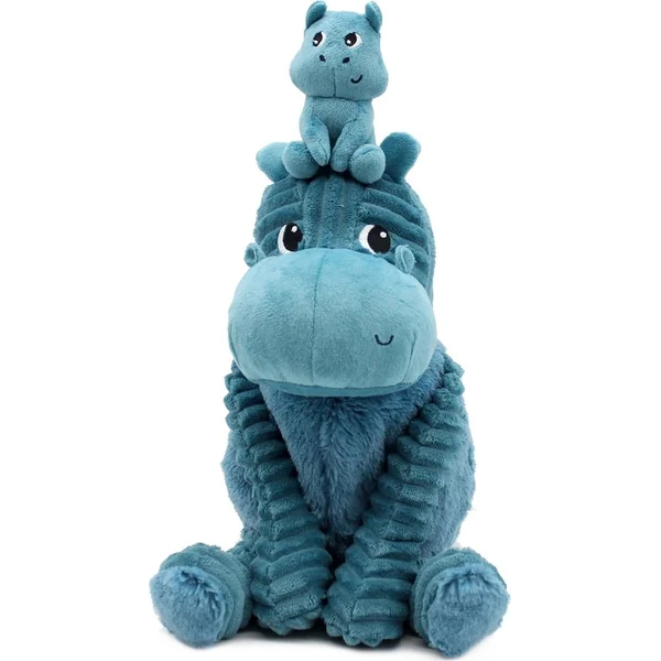 PTIPOTOS Hippopotame en peluche Bibou bleu – maman avec bébé