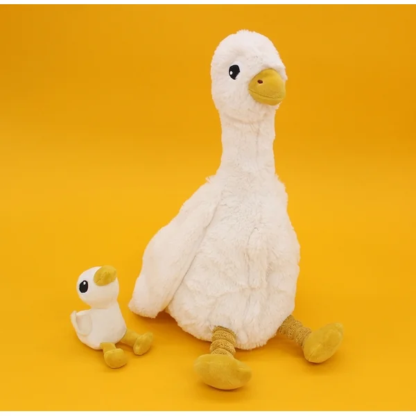PTIPOTOS Peluche oie Jebongou blanche - maman avec bébé