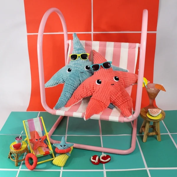 Ptipotos Étoile de mer en peluche Wahou corail - maman avec bébé