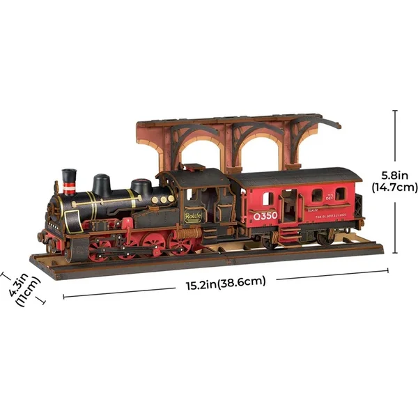 RoboTime Puzzle 3D en bois Locomotive à vapeur vintage