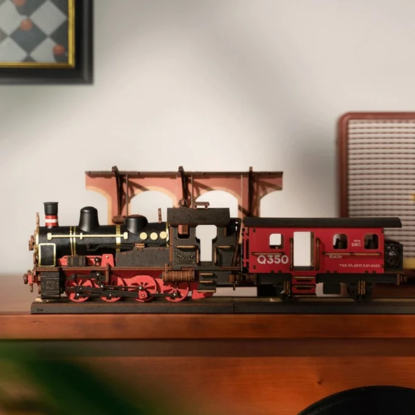 RoboTime Puzzle 3D en bois Locomotive à vapeur vintage