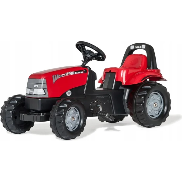 Rollytoys Tracteur à pédales Rolly Kid Case avec remorque, rouge