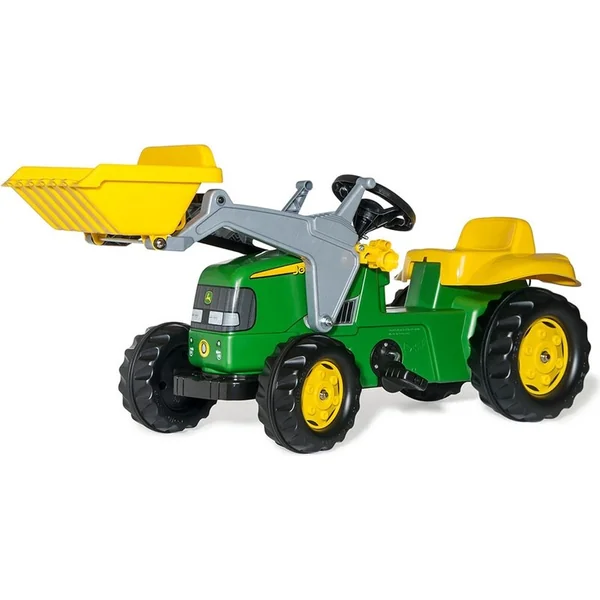 Rollytoys Tracteur à pédales Rolly Kid John Deere avec remorque et chargeur - vert