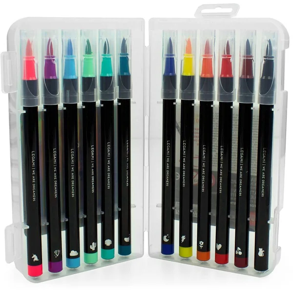 SET OF 12 BRUSH MARKERS - BRUSH MARKERS - BRIGHT COLOURS