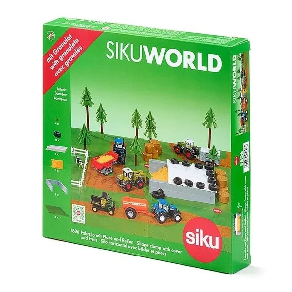 Silo Horizontal avec Bâche Pneus et Granulés Siku World - 5606