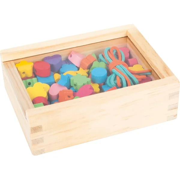 Small Foot Perles en bois à enfiler formes dans une boîte