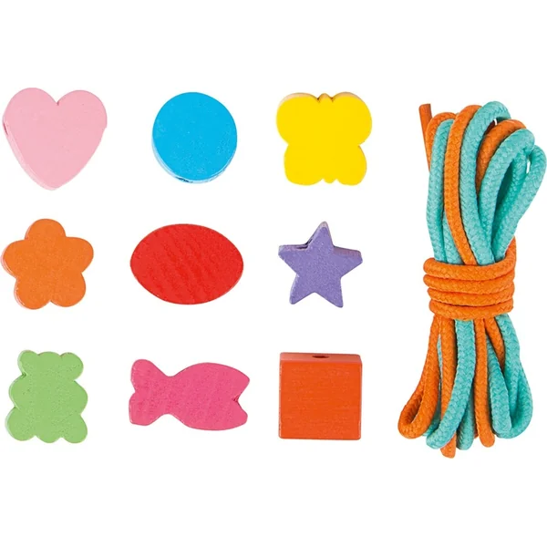 Small Foot Perles en bois à enfiler formes dans une boîte