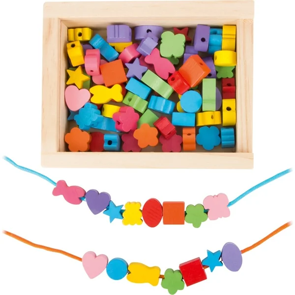 Small Foot Perles en bois à enfiler formes dans une boîte