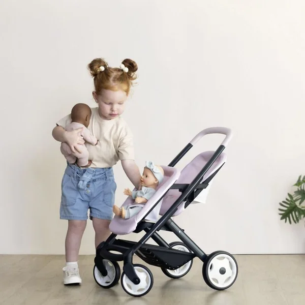 Smoby Maxi Cosi Poussette de sport pour poupées jumelles rose clair