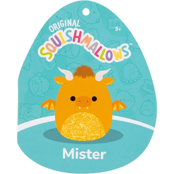 SQUISHMALLOWS - PELUCHE - MISTER LE DRAGON A PAILLETTE DORE - 40 CM